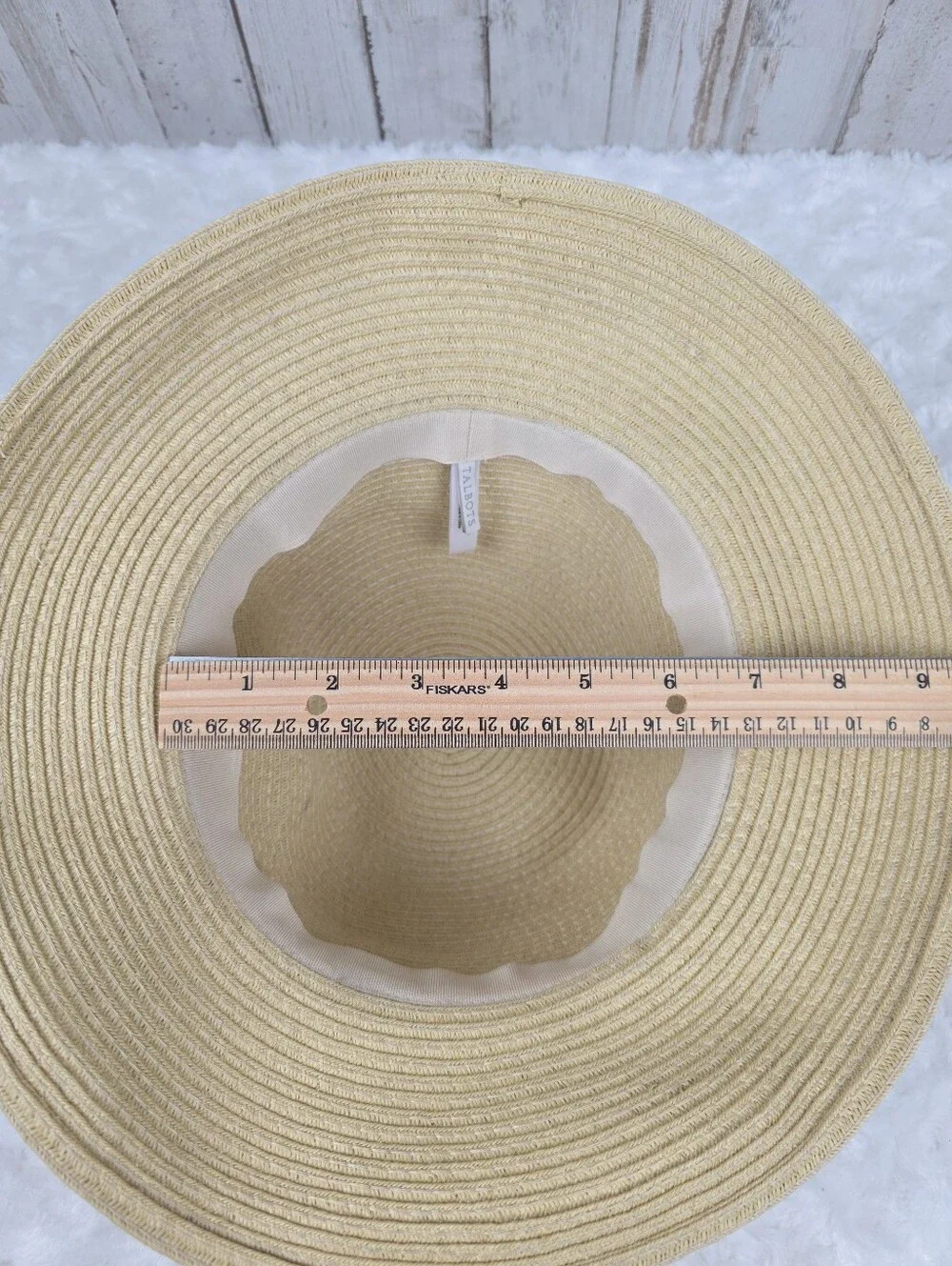 Talbots Paper Straw Woven Wide Brim Sun Hat Tan One Size